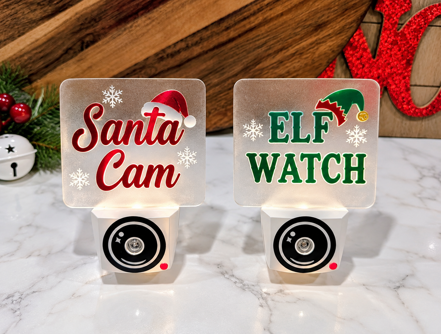 Personalized Santa & Elf Cam Night Light